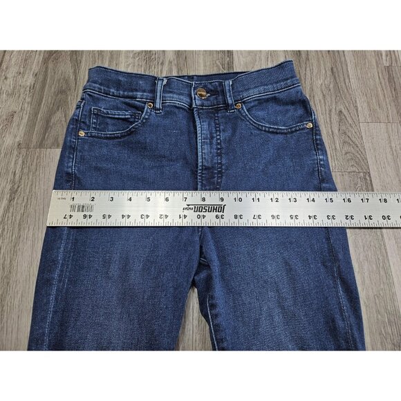 Express Jeans Womens 4 Short Blue Skinny High Rise Raw Hem Stretch Ankle Denim - Picture 10 of 13